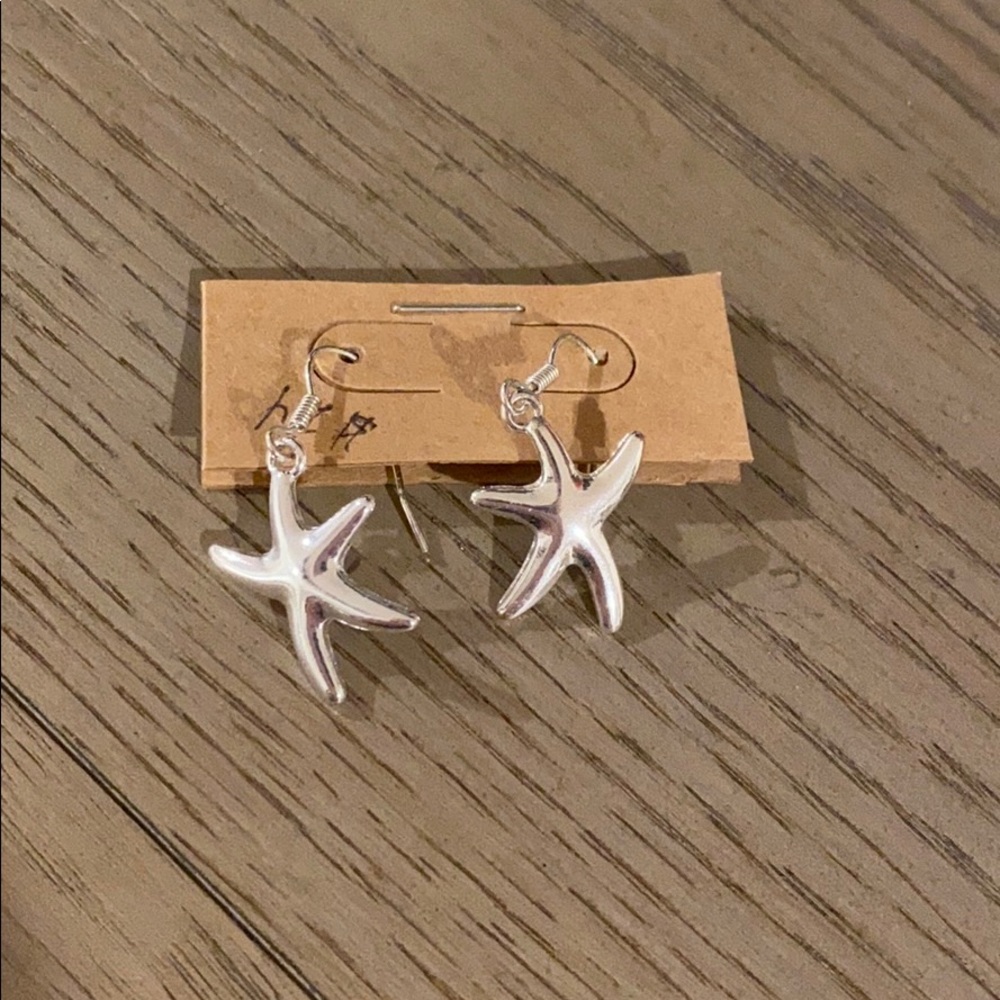 Women’s silver dangle star fish earrings